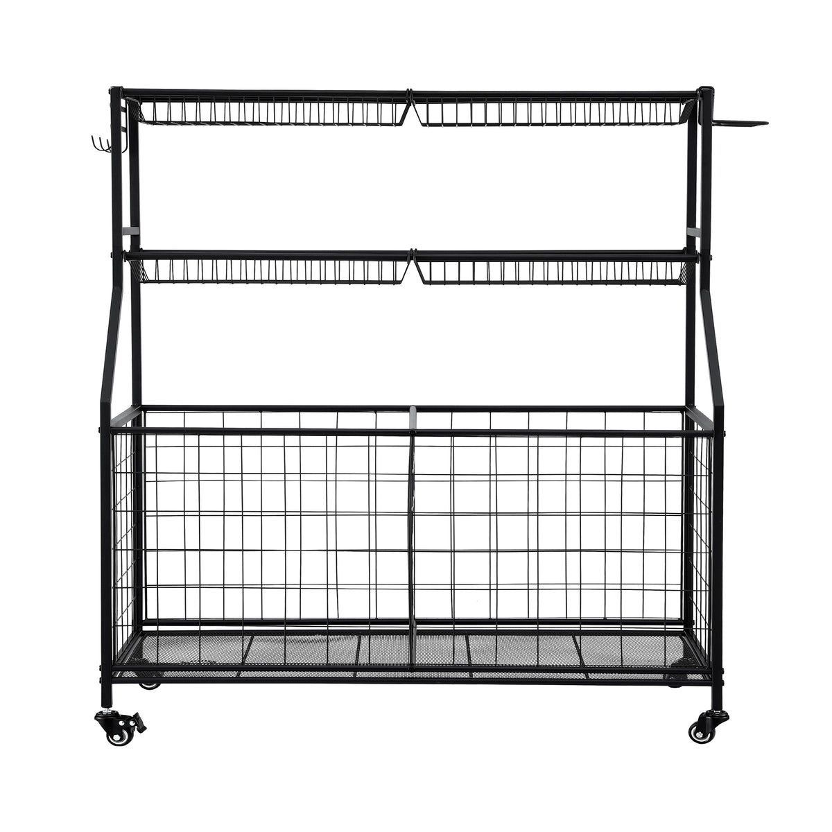 Sports Equipment Organiser | Rolling Storage Rack with Wheels | Garage Gym | Black