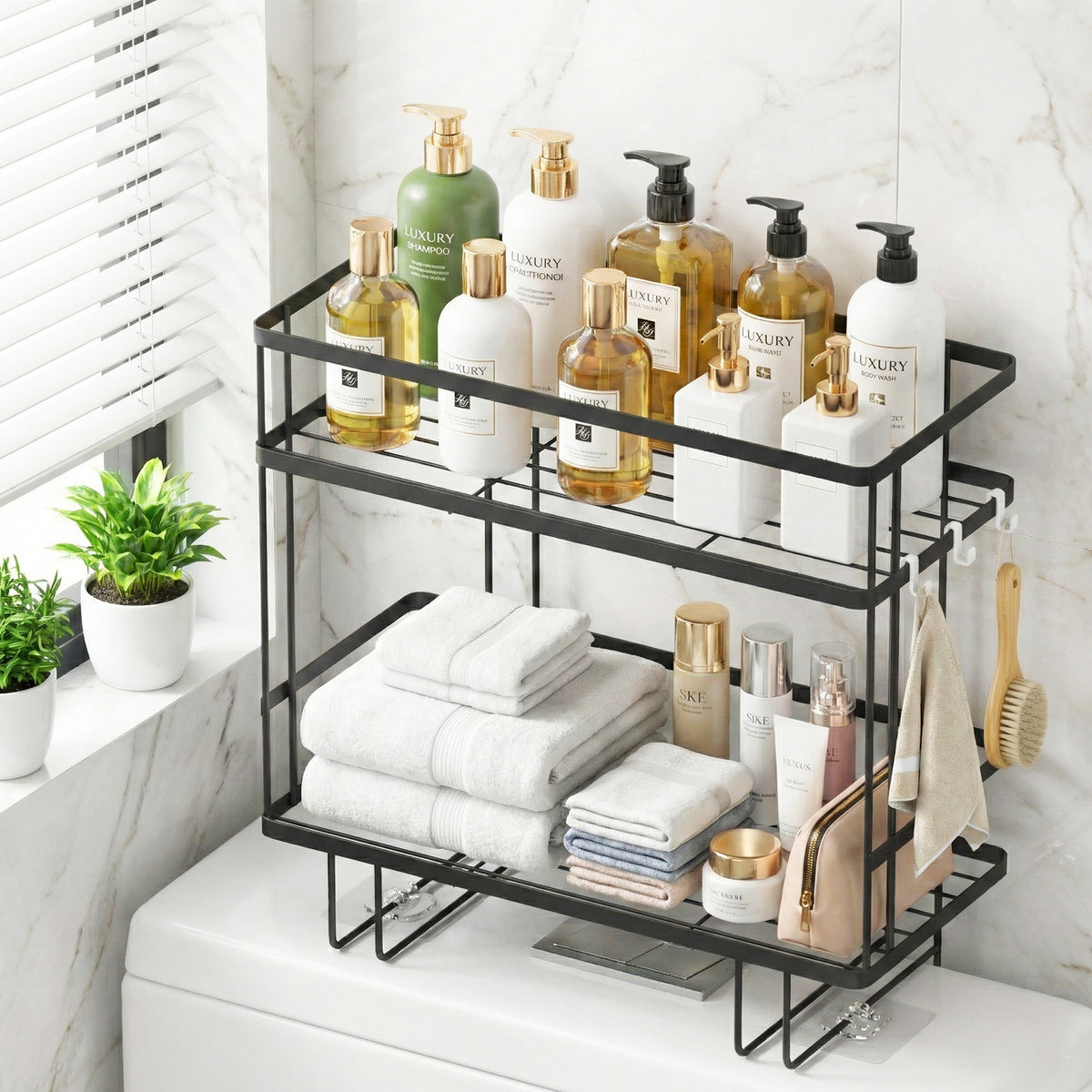 Over-Toilet Storage Rack | 2 Tier Bathroom Shelf | Organiser