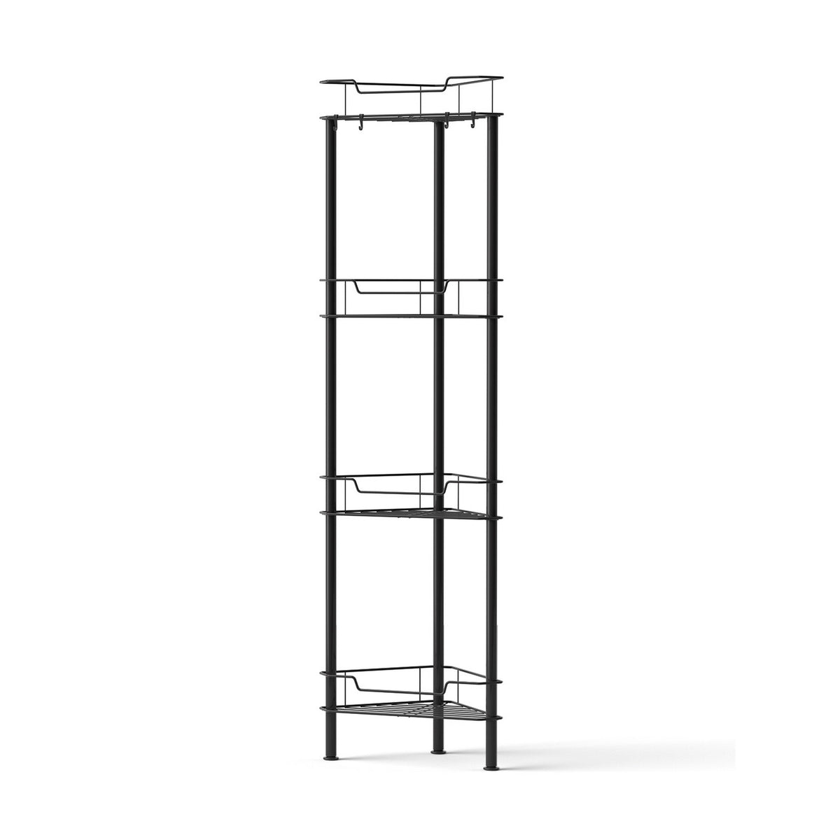 Corner Shower Caddy | 4 Tier | Floor Standing Bathroom Organiser | Black