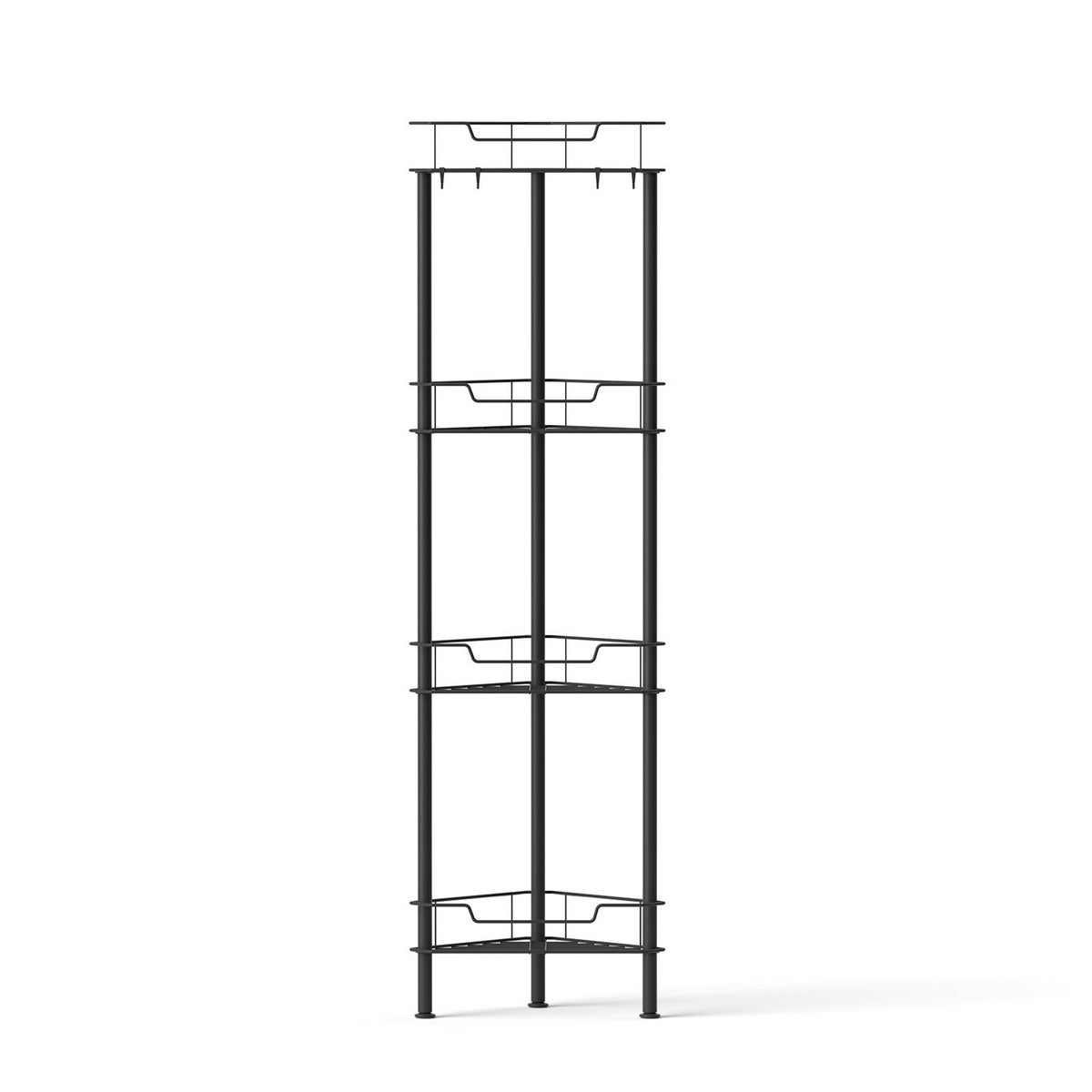 Corner Shower Caddy | 4 Tier | Floor Standing Bathroom Organiser | Black