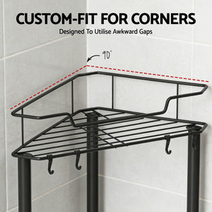 Corner Shower Caddy | 4 Tier | Floor Standing Bathroom Organiser | Black