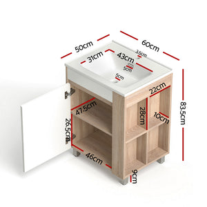 835mm Vanity Unit with Basin | Freestanding Bathroom Cabinet | Side Storage