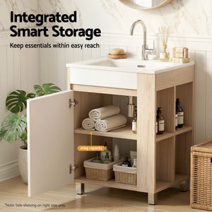 835mm Vanity Unit with Basin | Freestanding Bathroom Cabinet | Side Storage