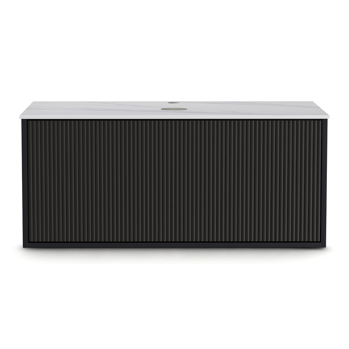 Wall Hung Vanity Unit | 900mm | Grooved Timber Front | Black