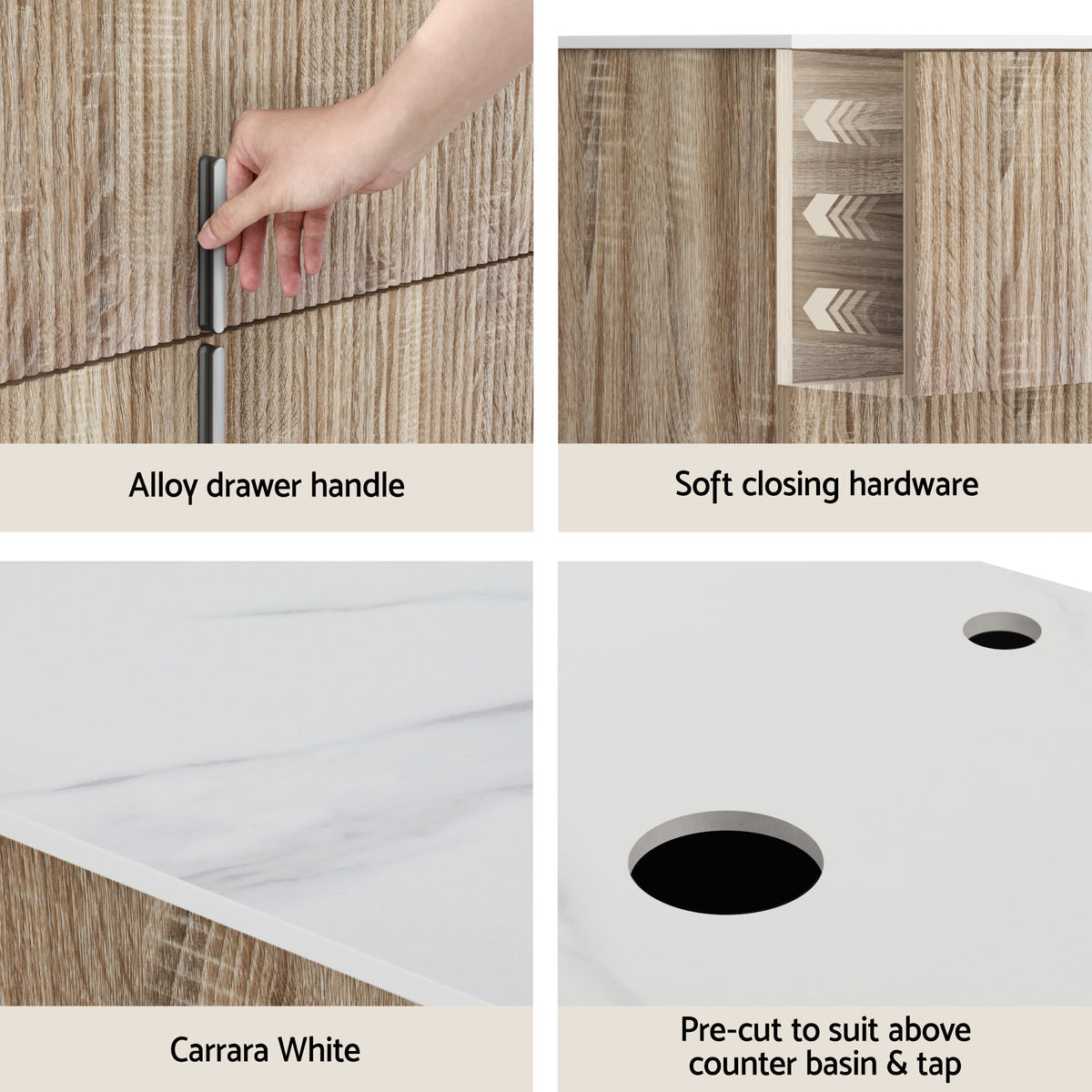 Bathroom Vanity Unit | 900mm | Wall Hung | Timber Front | Pine