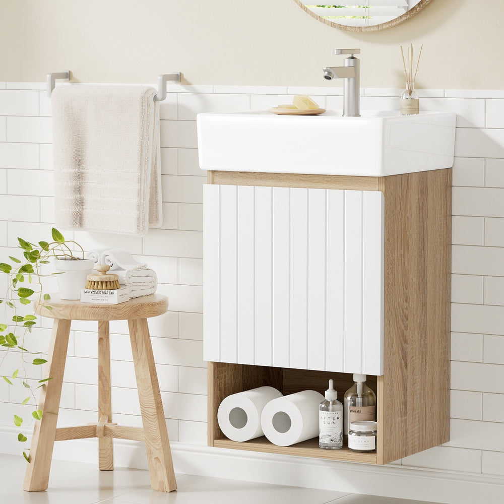 Cefito Vanity Unit | 445mm | Wall Hung Sink | Bathroom Cabinet | White
