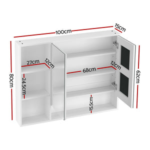 Cefito Bathroom Mirror Cabinet 100cm | Wall Mounted Vanity Storage | White Medicine Cabinet