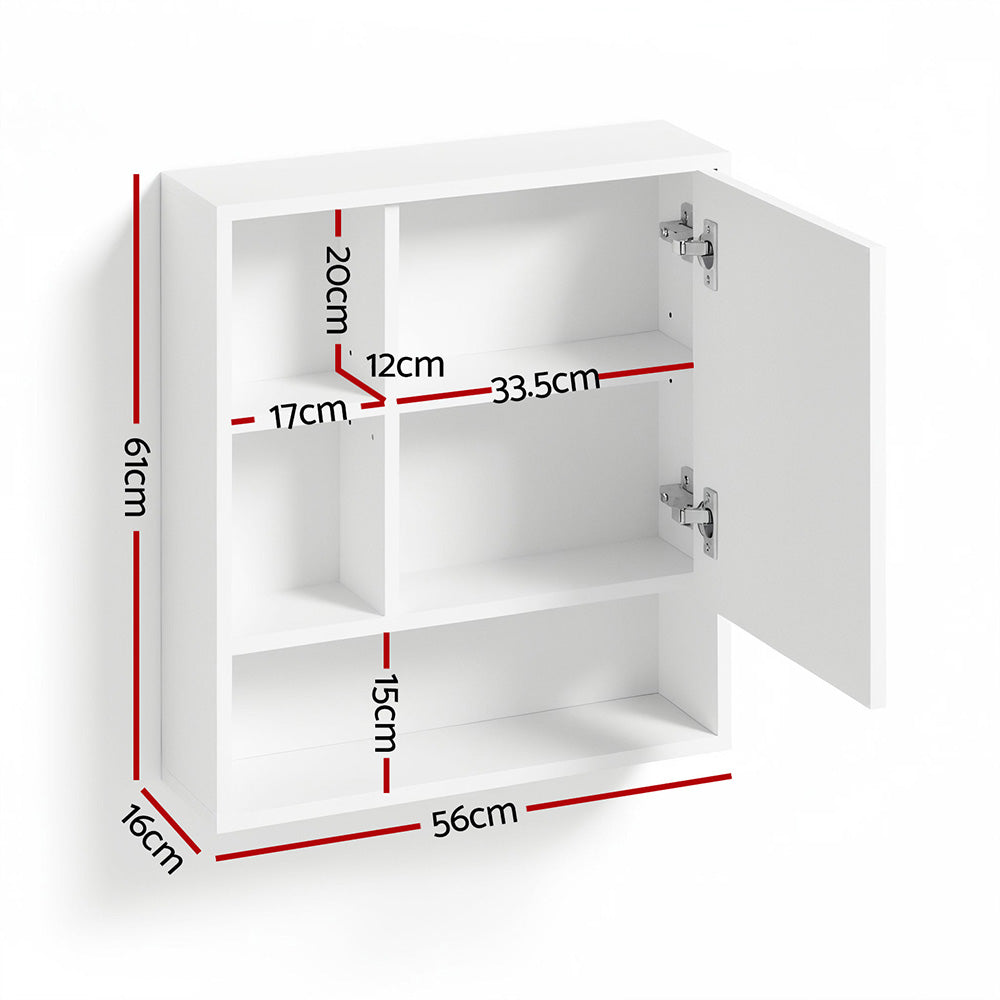 Bathroom Mirror Cabinet | 560mm | Wall Mounted | Adjustable Shelf | White