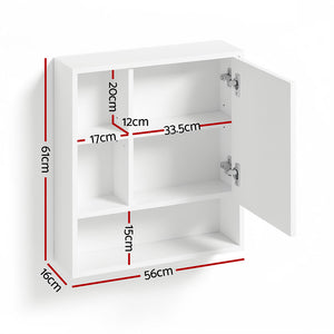 Bathroom Mirror Cabinet | 560mm | Wall Mounted | Adjustable Shelf | White