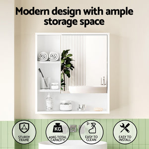 Bathroom Mirror Cabinet | 560mm | Wall Mounted | Adjustable Shelf | White
