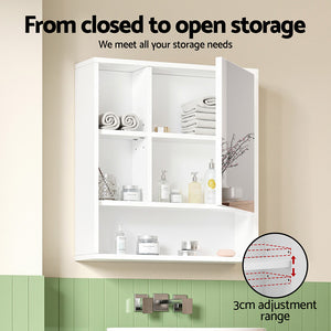 Bathroom Mirror Cabinet | 560mm | Wall Mounted | Adjustable Shelf | White
