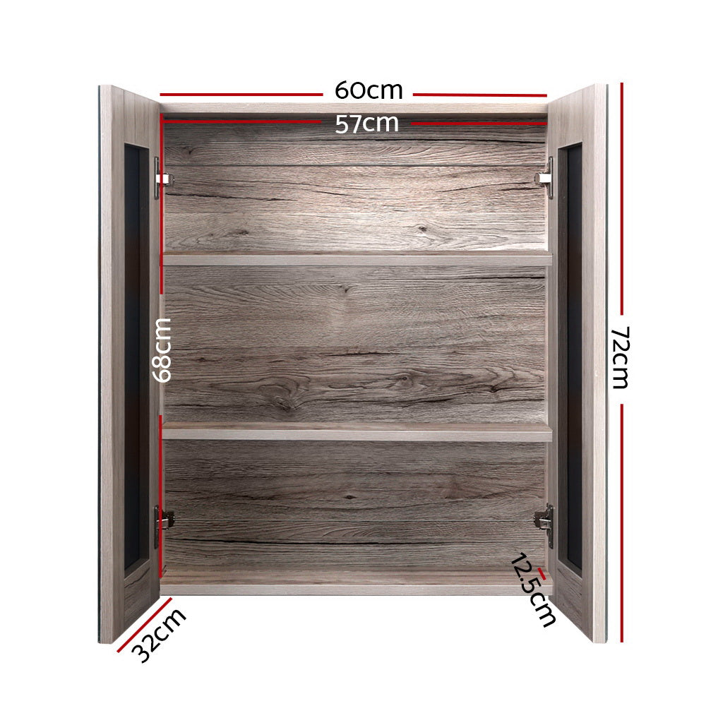 Cefito Bathroom Mirror Cabinet | 600x720mm | Oak Finish