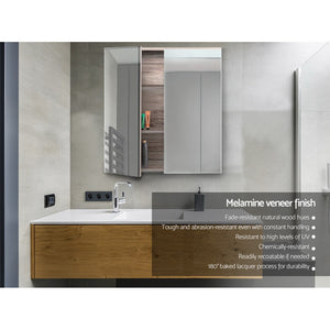 Cefito Bathroom Mirror Cabinet | 600x720mm | Oak Finish