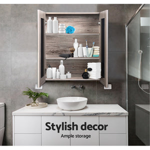 Cefito Bathroom Mirror Cabinet | 600x720mm | Oak Finish