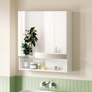 Bathroom Mirror Cabinet | Wall Hung | Adjustable Shelves | 700x750mm | White
