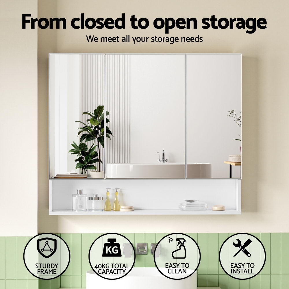 Mirrored Medicine Cabinet | 900x750mm | Wall Hung | Adjustable Shelves | White
