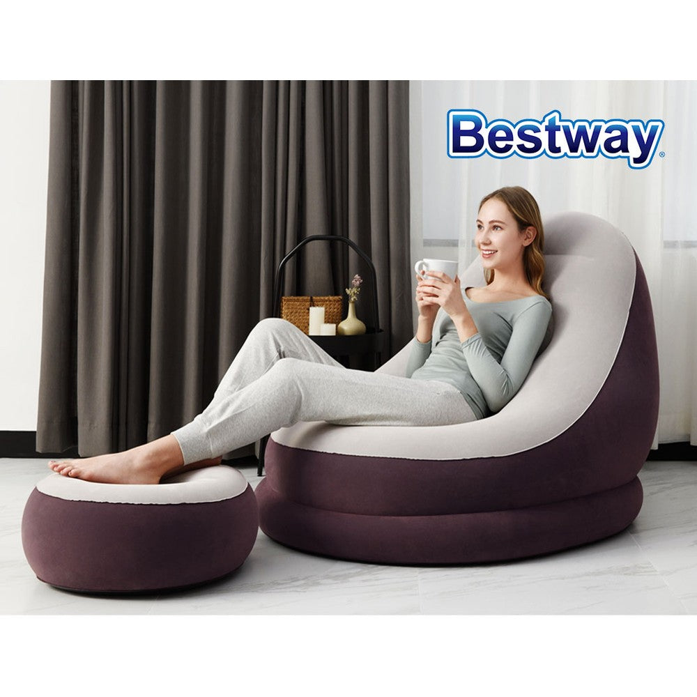 Bestway | Inflatable Air Chair | Seat Couch | Lazy Sofa Lounge Ottoman | Purple/Blue