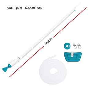 Pool Vacuum Cleaner | 2 Cleaning Heads | 6m Hose | 1.9m Aluminium Pole