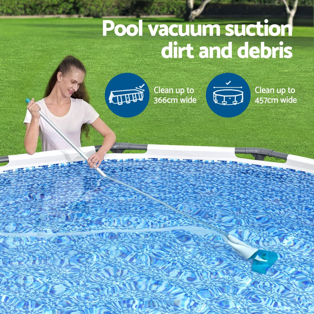 Pool Vacuum Cleaner | 2 Cleaning Heads | 6m Hose | 1.9m Aluminium Pole
