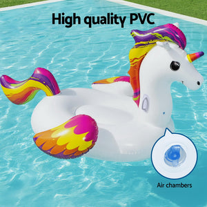 Unicorn Pool Float | Inflatable Ride-On Lounger | 224x156cm