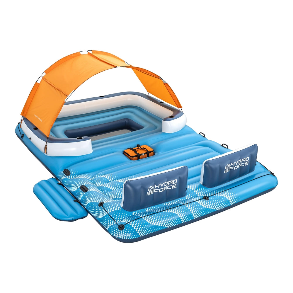 Inflatable Pool Island | 6-Person Lounge Raft with Canopy