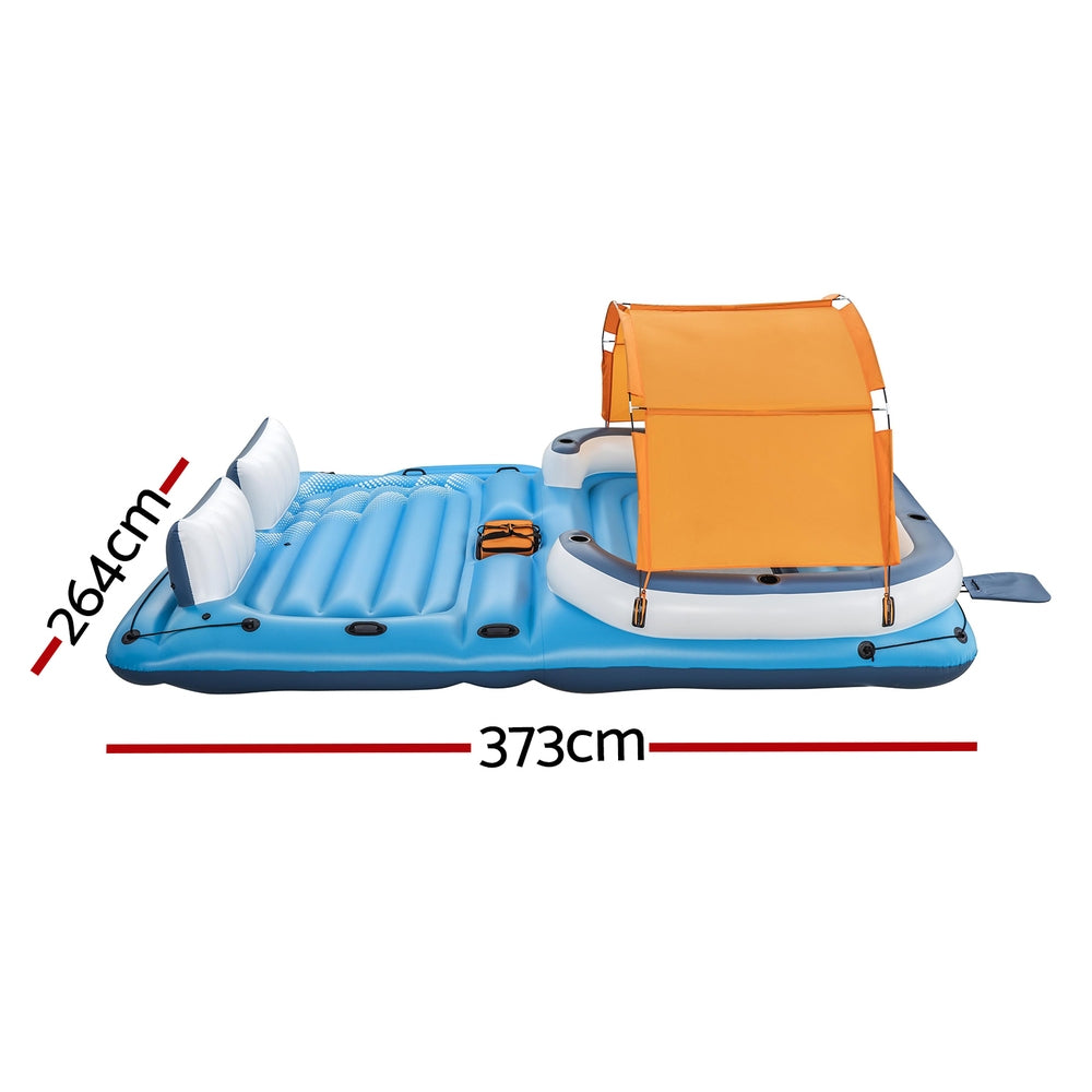 Inflatable Pool Island | 6-Person Lounge Raft with Canopy