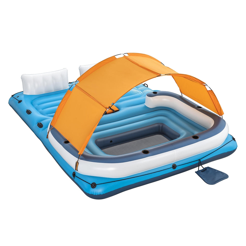 Inflatable Pool Island | 6-Person Lounge Raft with Canopy