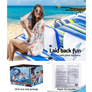 Pool Float Island | Inflatable Lounge | 6-Person Seat | Canopy