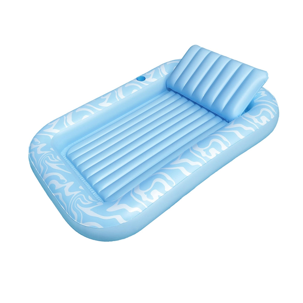 Pool Lounger | Inflatable Floating Seat | Pillow & Cup Holder | 2.03m x 1.37m