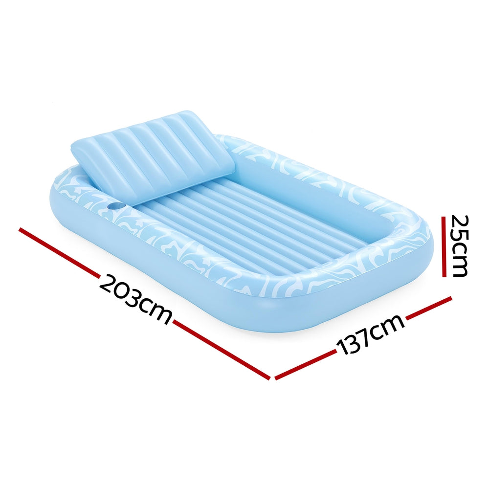 Pool Lounger | Inflatable Floating Seat | Pillow & Cup Holder | 2.03m x 1.37m
