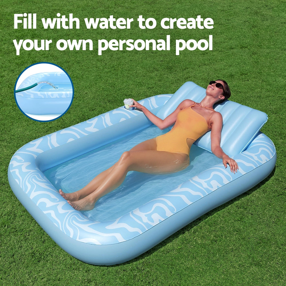 Pool Lounger | Inflatable Floating Seat | Pillow & Cup Holder | 2.03m x 1.37m
