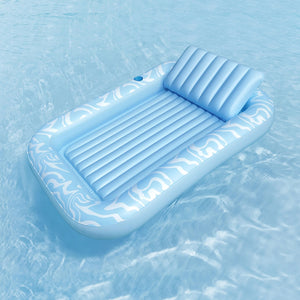 Pool Lounger | Inflatable Floating Seat | Pillow & Cup Holder | 2.03m x 1.37m