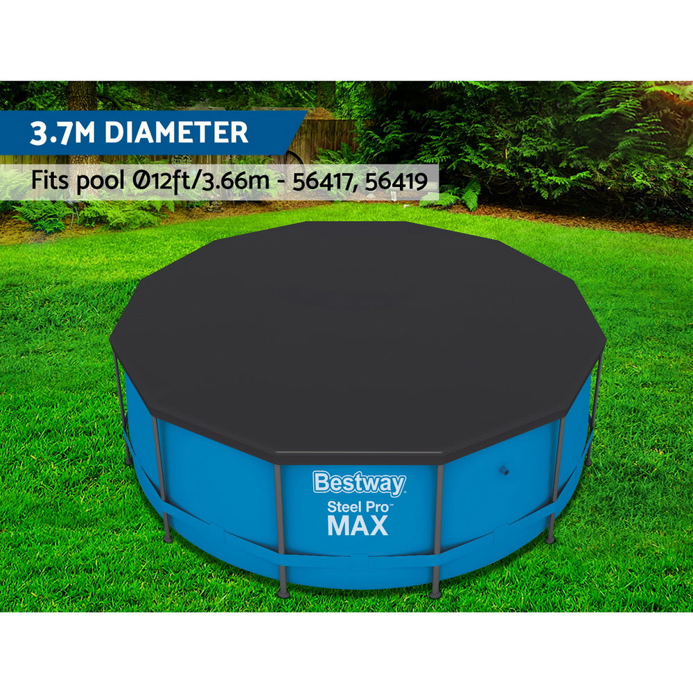 Pool Cover | Fits 3.66m/12ft | Round Swimming Pool | PVC Blanket | 3.7m