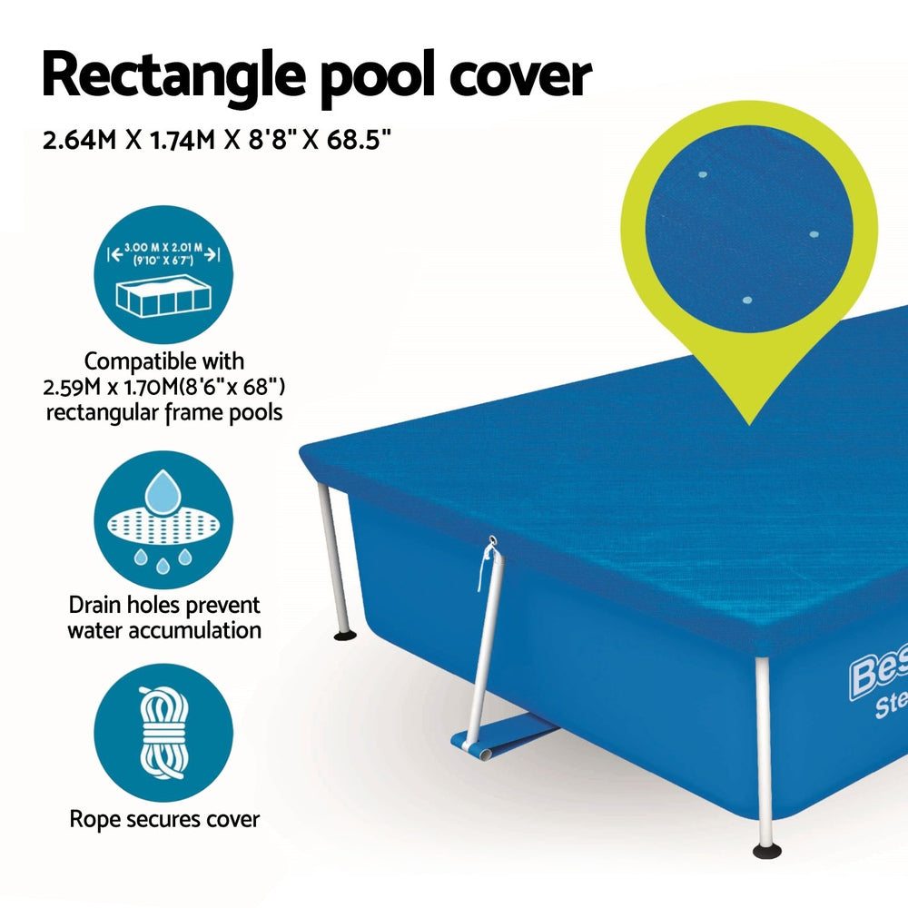 Pool Cover 264x174cm | Rectangle PE Shelter | Fits 259x170cm Pools