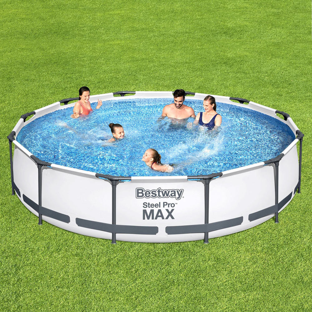Swimming Pool | 366x76cm | Steel Frame | Round Above Ground Pools w/Filter Pump | 6473L