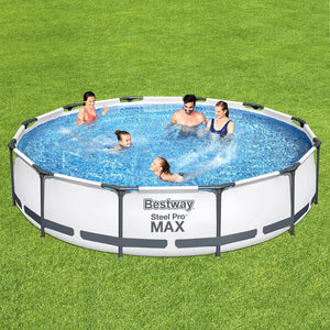 Swimming Pool | 366x76cm | Steel Frame | Round Above Ground Pools w/Filter Pump | 6473L