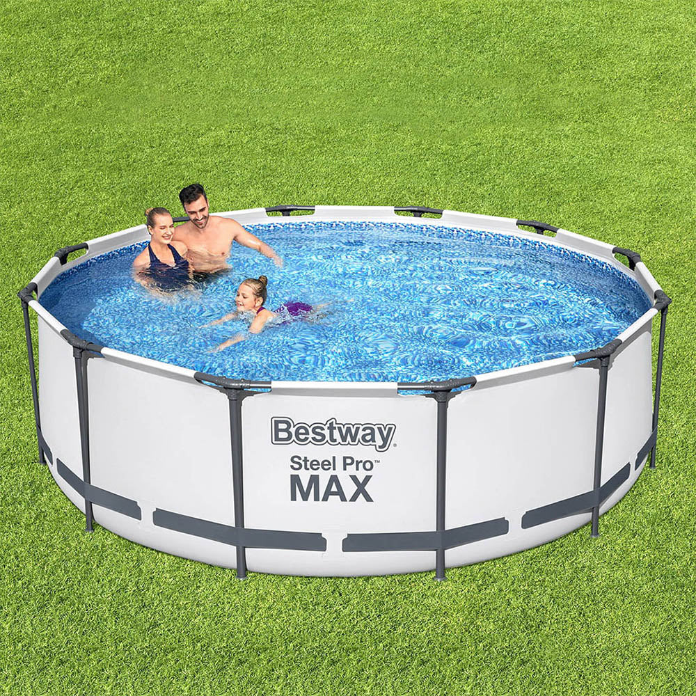 Swimming Pool | 366x100cm | Steel Frame | Round Above Ground Pool | Filter Pump | 9150L