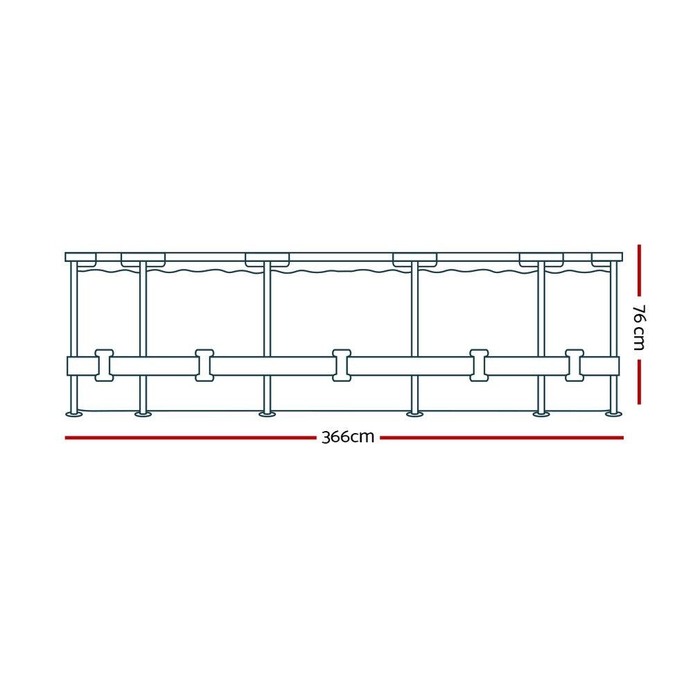 Swimming Pool | 366x76cm | Steel Frame | Round Above Ground Pools w/Filter Pump | 6473L