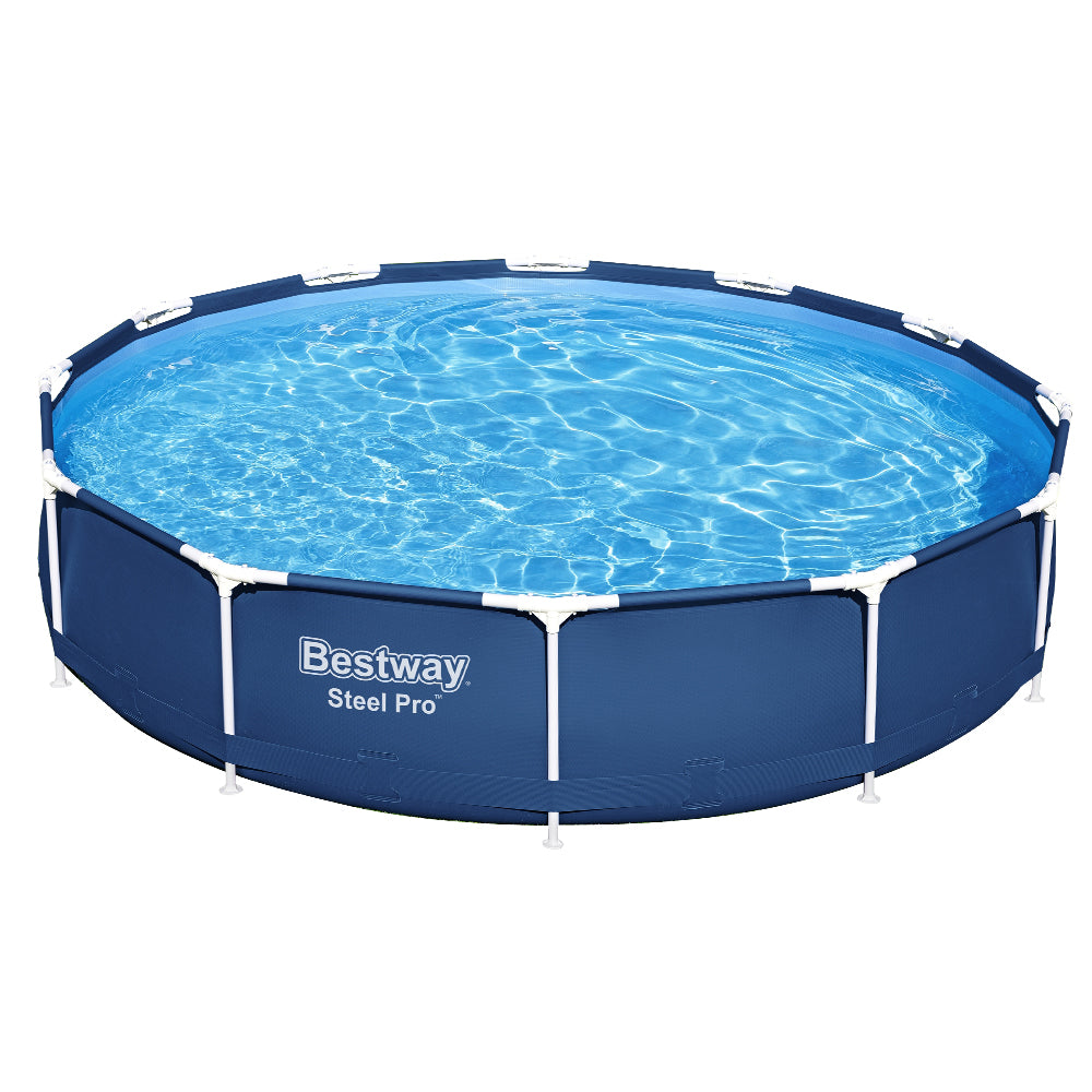 Swimming Pool | 366x76cm | Steel Frame | Round Above Ground Pools w/Filter Pump | 6473L