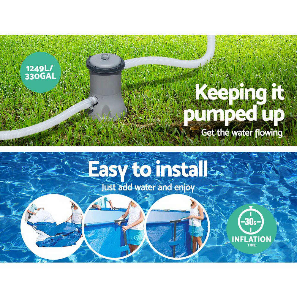 Swimming Pool | 366x76cm | Steel Frame | Round Above Ground Pools w/Filter Pump | 6473L