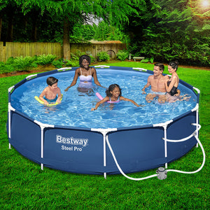 Swimming Pool | 366x76cm | Steel Frame | Round Above Ground Pools w/Filter Pump | 6473L