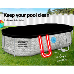 Swimming Pool | 427x250x100cm | Steel Frame Above Ground Pool | Filter Pump | Ladder | 7250L
