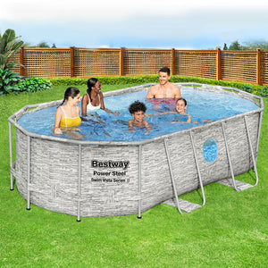 Swimming Pool | 427x250x100cm | Steel Frame Above Ground Pool | Filter Pump | Ladder | 7250L