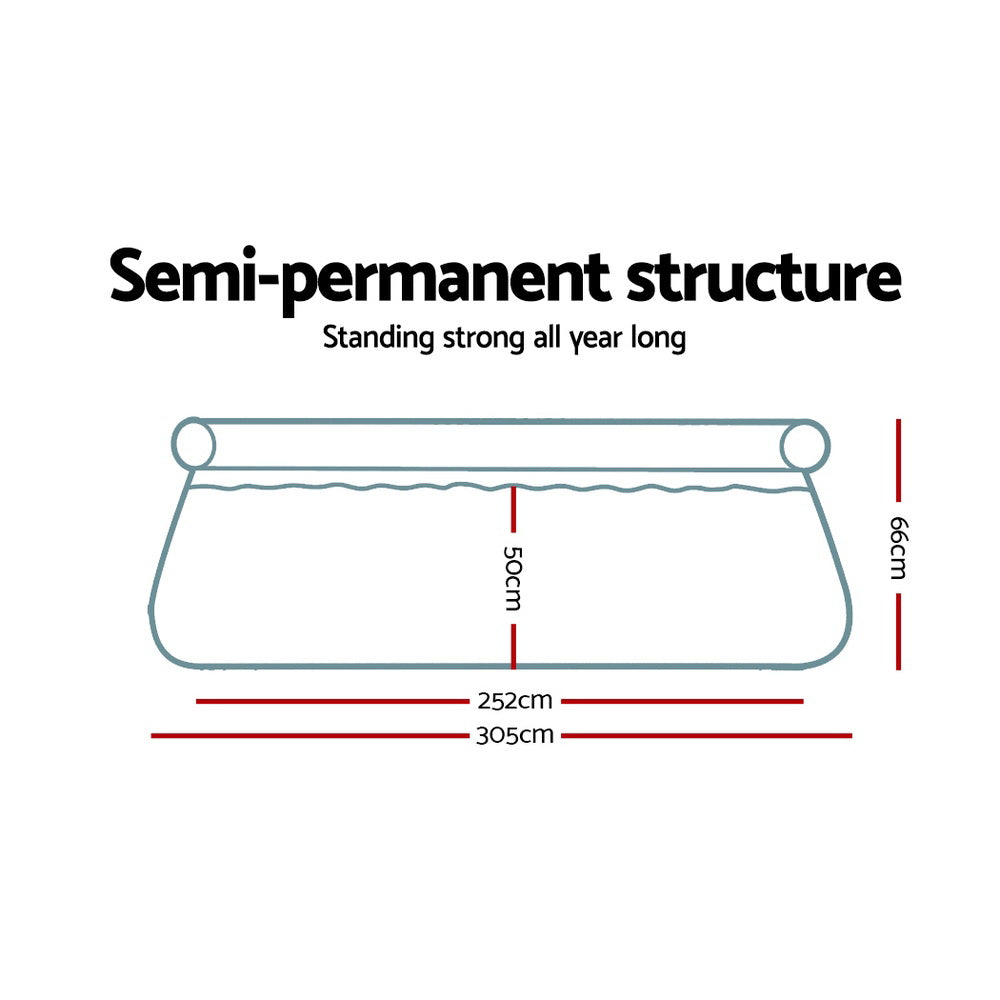Swimming Pool | 305x66cm | Above Ground Round Inflatable Pools w/Filter Pump | 3200L