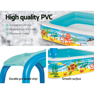Kids Pool | 140x140x114cm | Inflatable Swimming w/ Canopy | Play Pools | 265L
