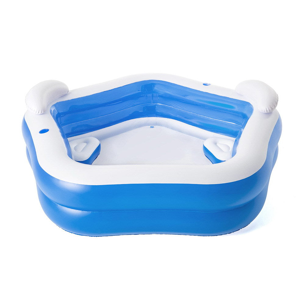 Kids Inflatable Pool | 213x206cm | Seat Cushions + Cup Holder | Above Ground