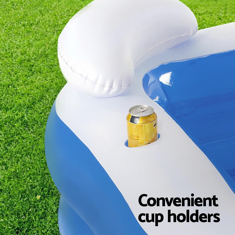 Kids Inflatable Pool | 213x206cm | Seat Cushions + Cup Holder | Above Ground