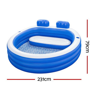 Bestway | Kids Inflatable Pool | Above Ground Pools | Bench Seat Cup Holder | 231x219cm