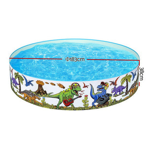 Kids Pool | 183x38cm | Round Above Ground Rigid Swimming Pools | Dinosaur | 946L