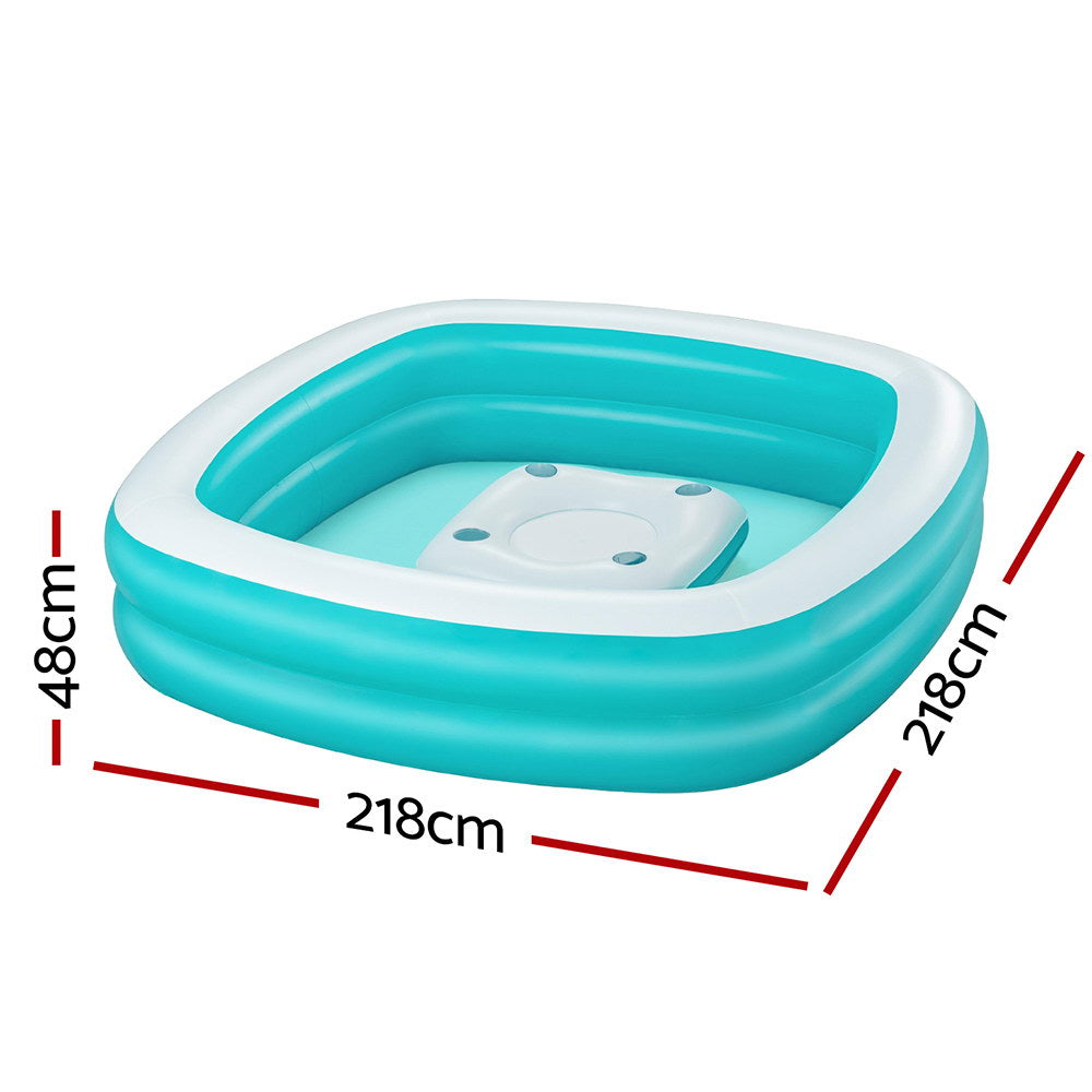 Bestway | Kids Inflatable Family Pool | Center Console Cup Holder | 218x218x48cm